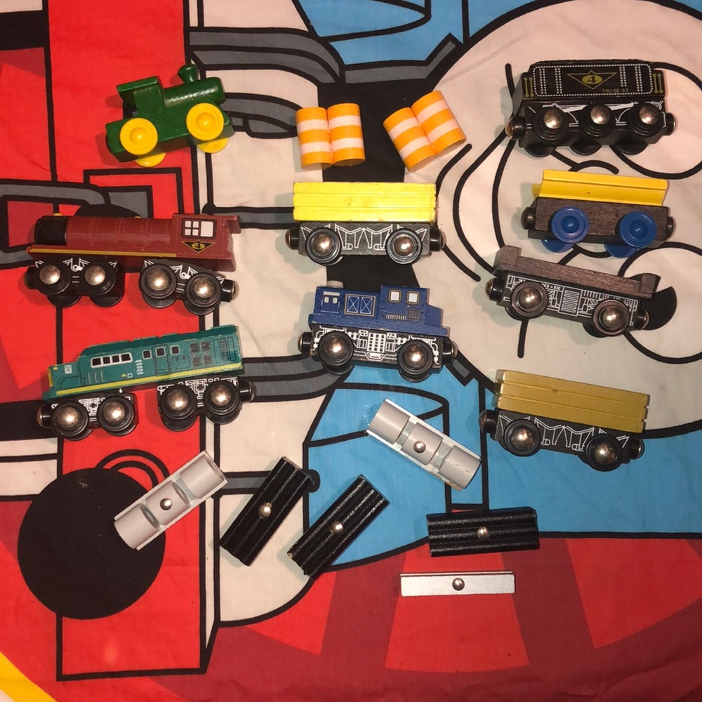 Older imaginarium trains, cargo, & vintage tractor